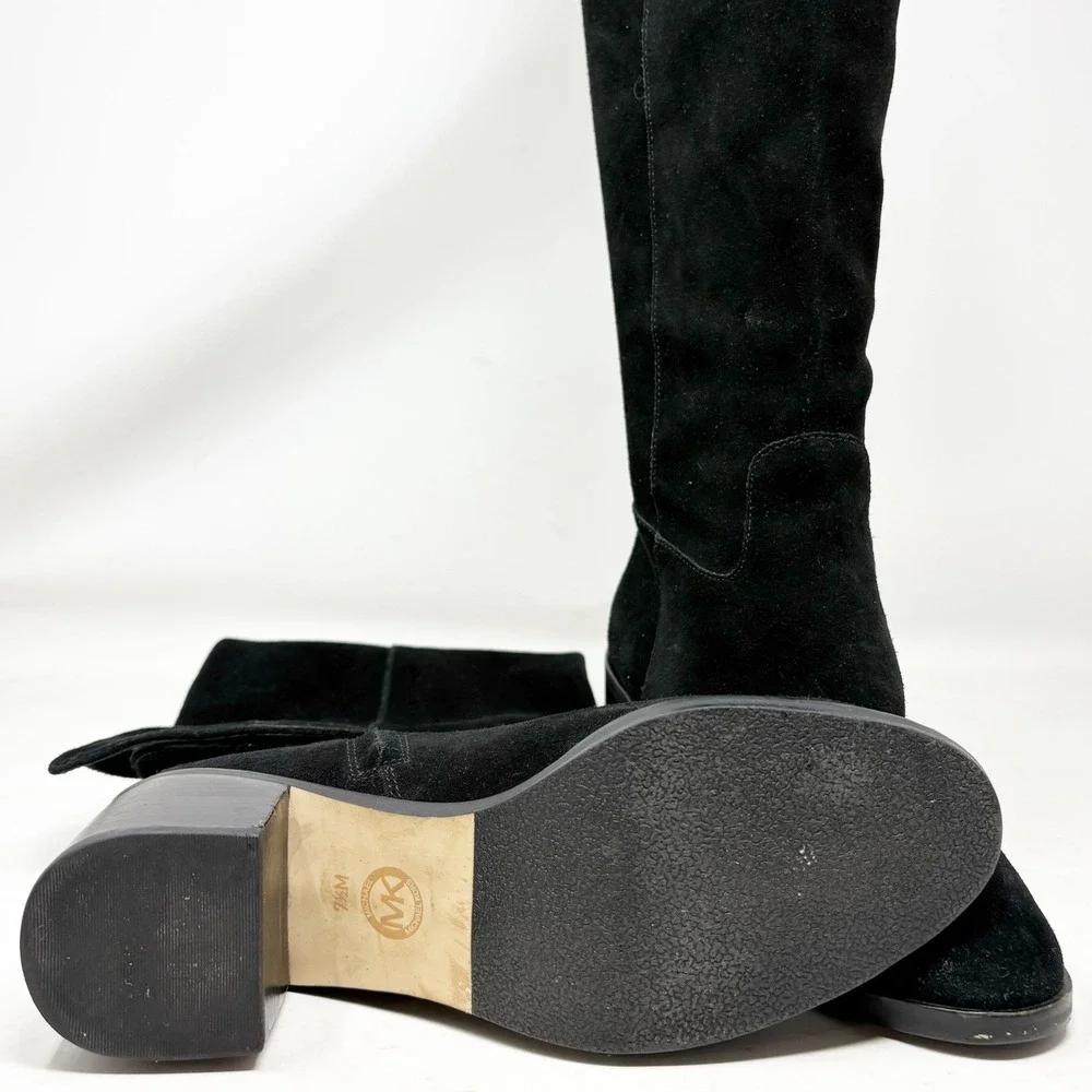 Michael Kors Black Suede Over the Knee Tall Block Heel Boots Size 7.5M